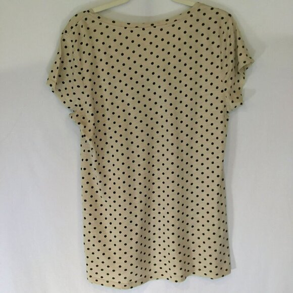 Style & Co Sport Essential Tee Tan Black Polka Dot Women Sz Medium Short Sleeve - Picture 5 of 8